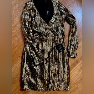 Lulus Gold Sequin long sleeve Mini